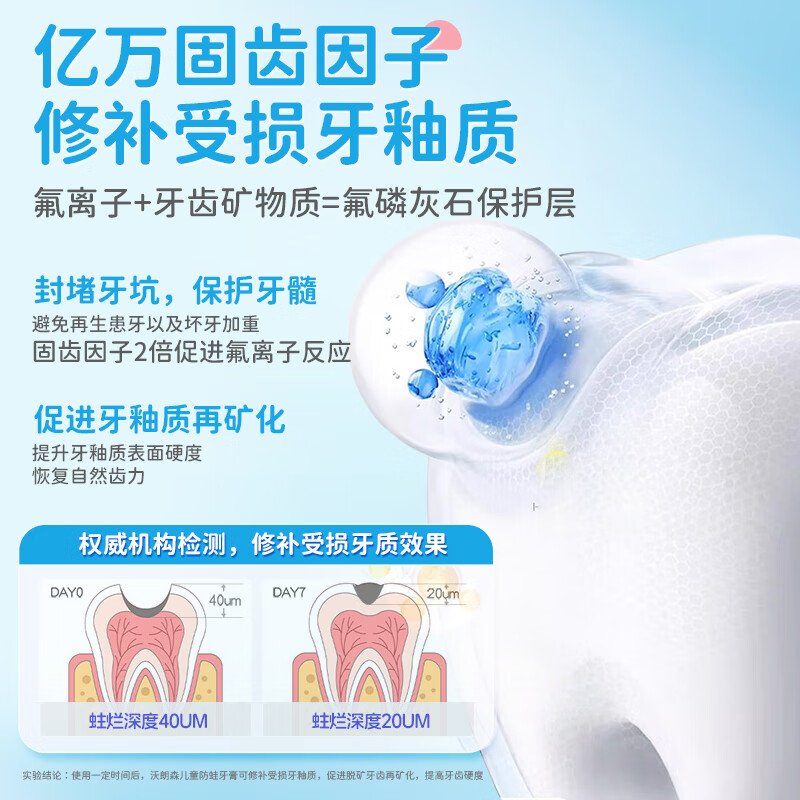 卡娇奴医研级青少年防蛀含氟龋齿牙洞去渍换牙期专用儿童防蛀护龈 医用青少年*3【持久养护 无惧蛀牙】3-12岁