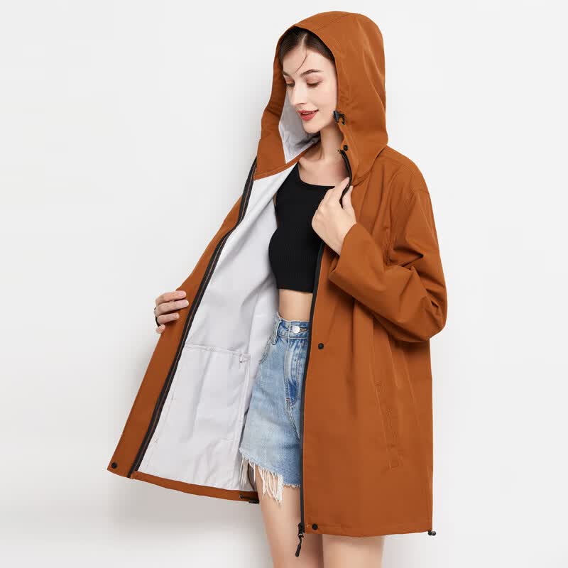 Freesmily简约成人短款跑步徒步学生时尚成人运动户外男女雨衣上衣 风衣 1029姜黄 XXL 1件