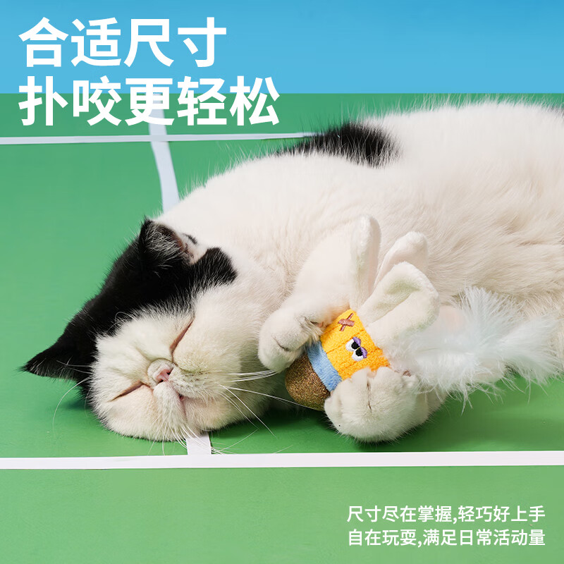 ZEZE橡果猫薄荷球玩具自嗨磨牙木天蓼猫咬玩具猫咪小猫逗猫棒宠物用品 羽毛球猫薄荷球玩具