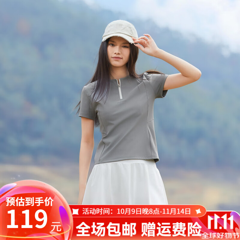 斯凯奇（Skechers）2025新款女装夏季通勤休闲透气时尚百搭短袖T恤衫t恤女装W262 灰色 S