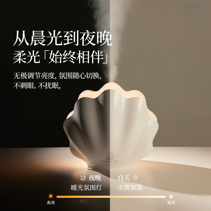AILUKI【法国】贝壳自动喷香香薰机精油专用香氛机室内净化空气家用扩香 珍珠白+10ml精油 日落-浪漫礼盒包装