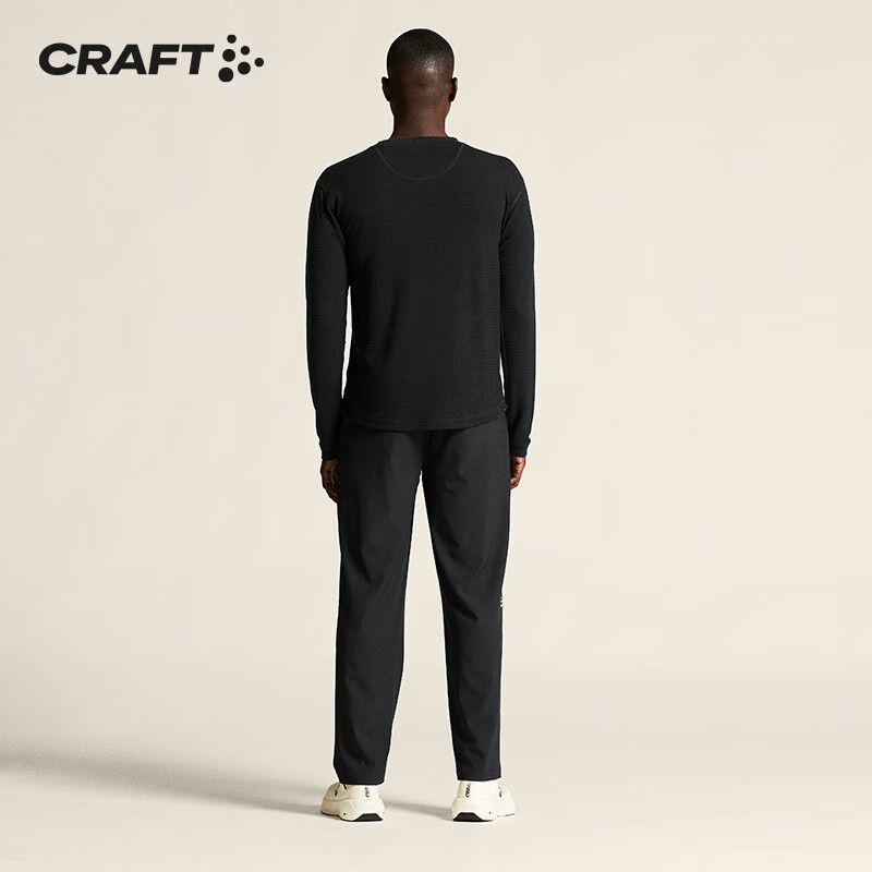 CRAFT运动Wool Waffle RN W男女羊毛运动贴身层跑步健身上衣保暖透气 黑色（男款） S