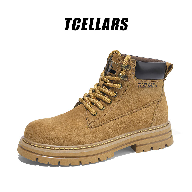 Tcellars马丁靴男鞋秋冬新款英伦复古风大黄靴厚底防滑户外工装靴子男士 枫叶黄（卡半码建议拍大一码） 42