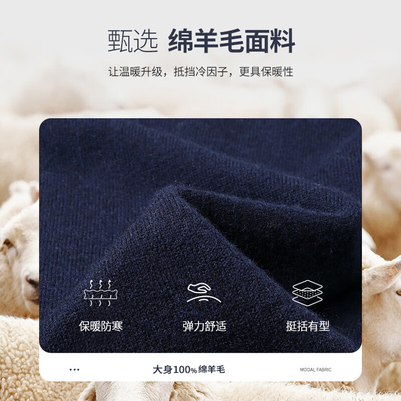 SHANSHAN杉杉【可机洗】绵羊毛衫男秋冬厚款假两件翻领针织衫男士毛衣 黑色 XL /180