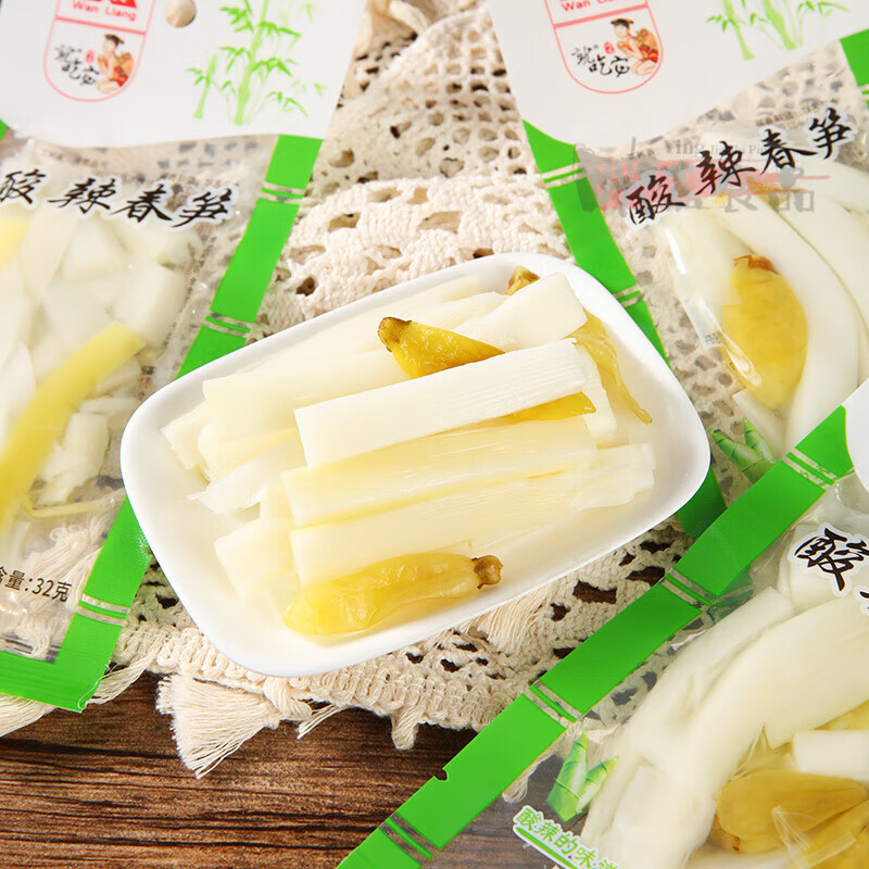 万良吃它32g泡椒笋酸辣春笋笋条笋干开袋即食独立小包装零食 [酸辣春笋32g]*30袋