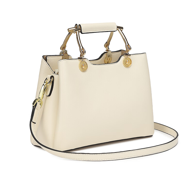 纪诗哲品牌包包女包2026年新款奢侈女士手提包情人节生日礼物送老婆女友 米白色【猫咪挂件】 中包