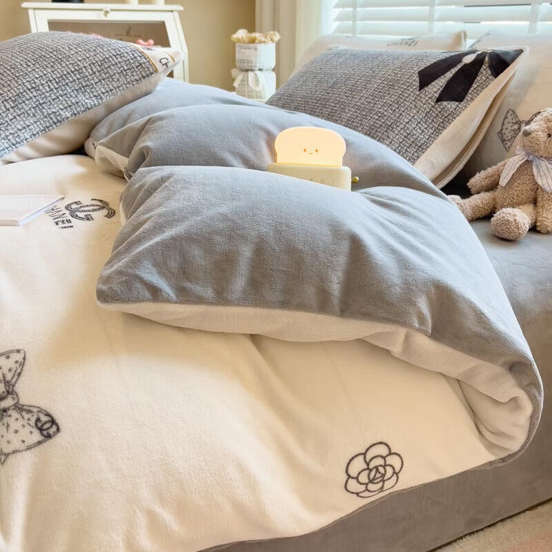 DEATKN德国高端冬季加厚牛奶绒被套单件珊瑚加绒被罩150x200秋冬季 山[双面加厚加绒恒温保暖] 单品被套200cm*230cm 150cm*200cm