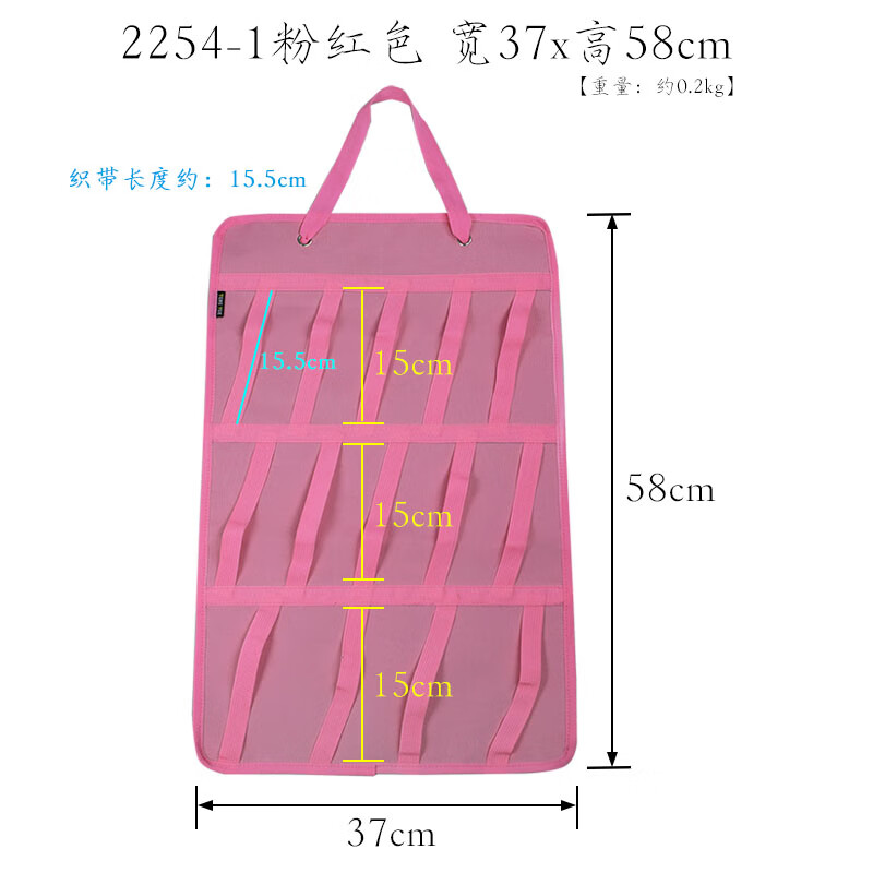T.YUE旅行装备2254发夹挂袋发箍发簪卡造型饰品整理挂壁收纳袋定制订做 2254-1粉红色 宽37x高58cm