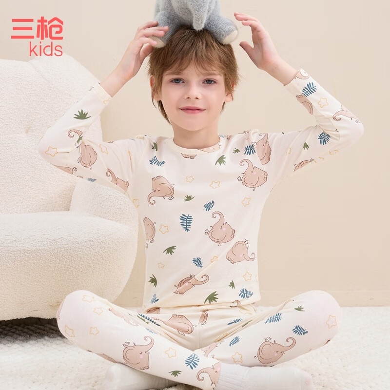 领5折卷，拍下39.5元 三枪儿童A类全棉印花保暖套装 - 线报酷