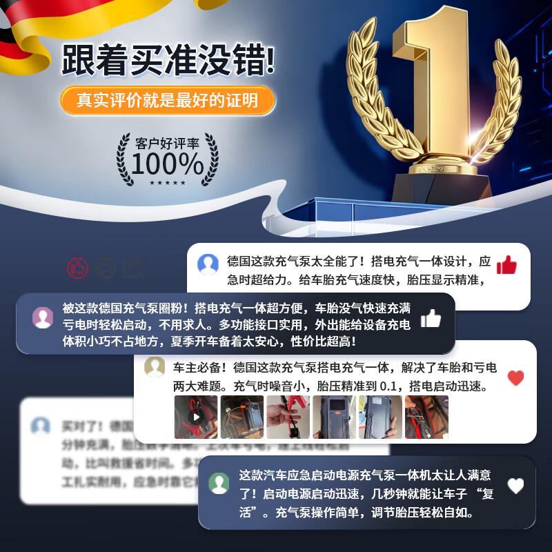 GERTHRON德国汽车充气泵搭电一体机最新2026款应急电源车载无线电动打气筒 至尊款【89800超大功率】防反智能夹+航空包 【29800超大容量】不限排量-极寒瞬启-南北通用