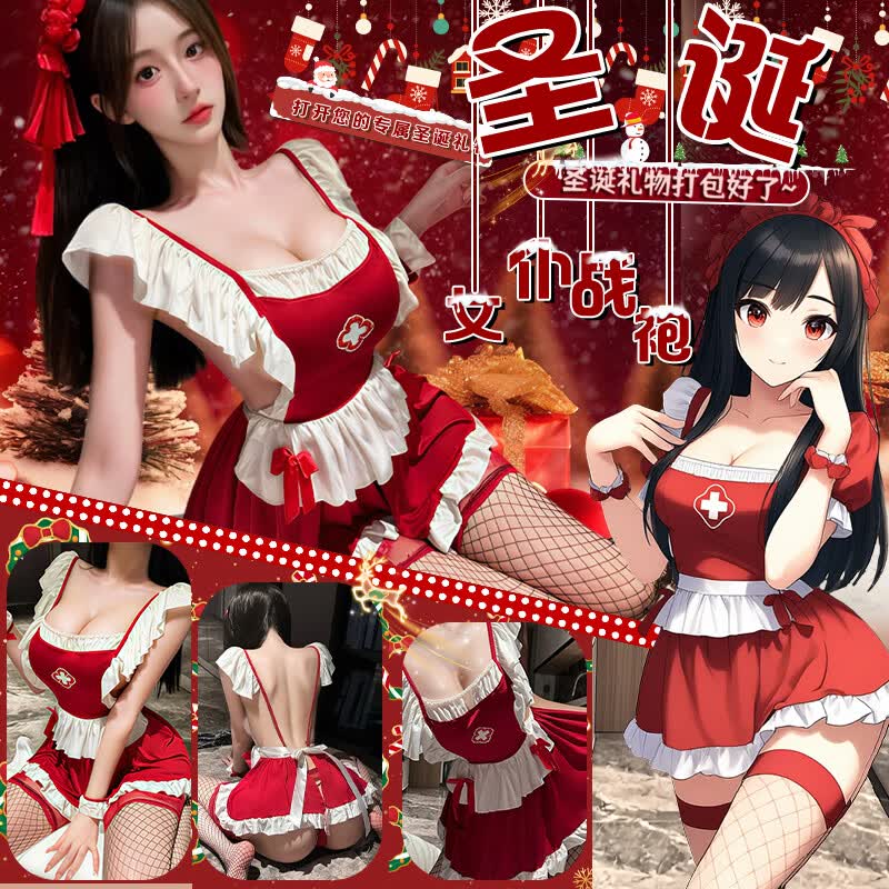 惹火猫（cupidcat）情趣内衣性感制服诱惑女仆套装COS圣诞节新年角色扮演 R1412红