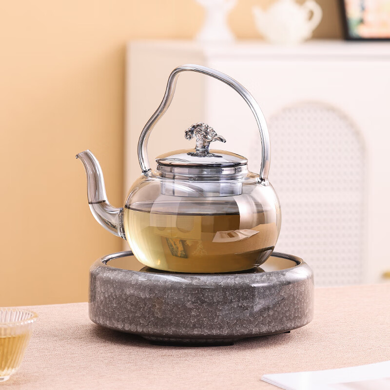 岳恒全陶瓷电陶炉冰裂纹煮茶器茶炉烧水壶耐热玻璃蒸煮一体茶壶茶具