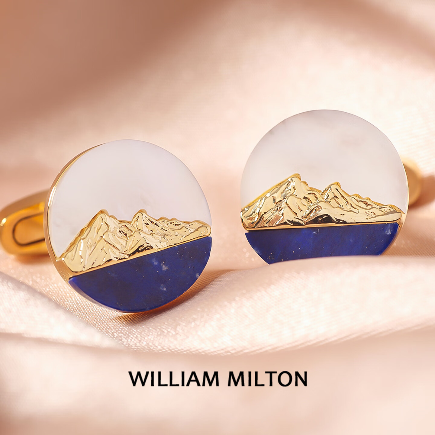 WILLIAM MILTON赴山海轻奢贝母青金石袖扣男士衬衫袖口钉定制礼盒 赴山海
