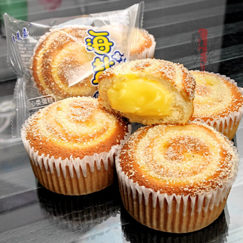 海盐芝士夹心蛋糕椰蓉蛋黄味的糕点好吃的零食营养早餐面包整箱 500g