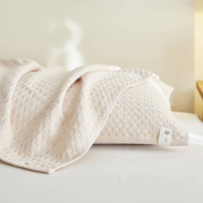 类华夫格纯棉枕巾盖一对装透气全棉纱布枕头巾防汗四季学生成人 【一只装】华夫格枕巾-玉白52*75cm