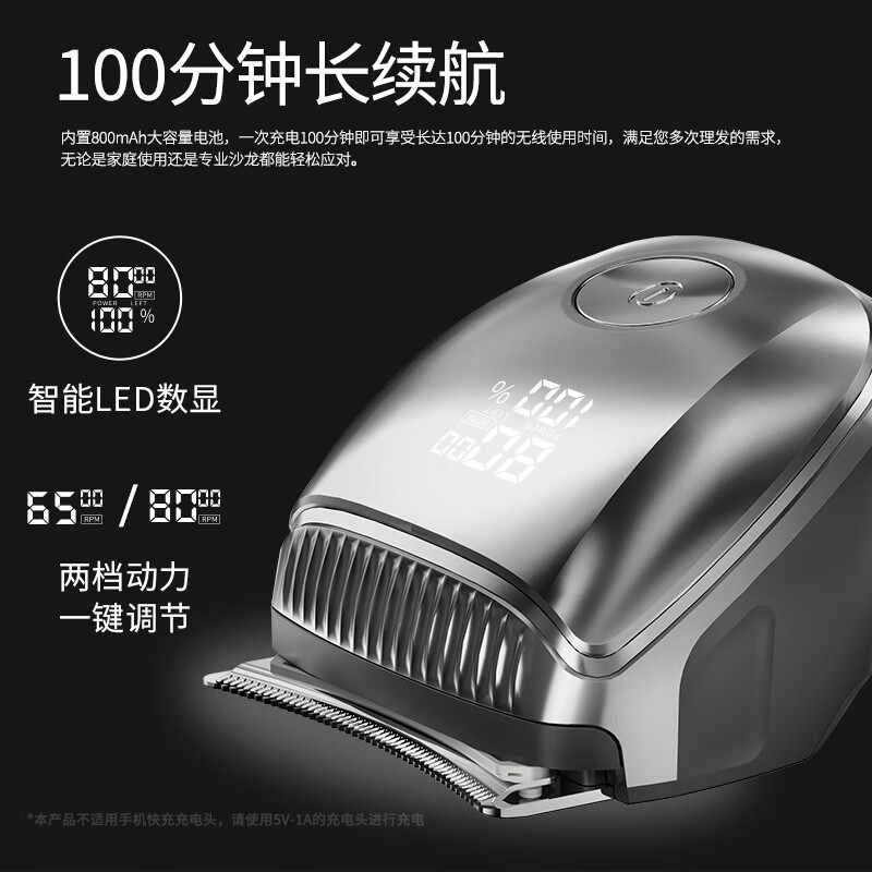 DIKTT【德国】理发器推子自理发剃寸头平头专用家用全家通用自己剪光头神器自助全身水洗专业理发无线 【暗夜黑】单机标配 强劲动力丨全身水洗