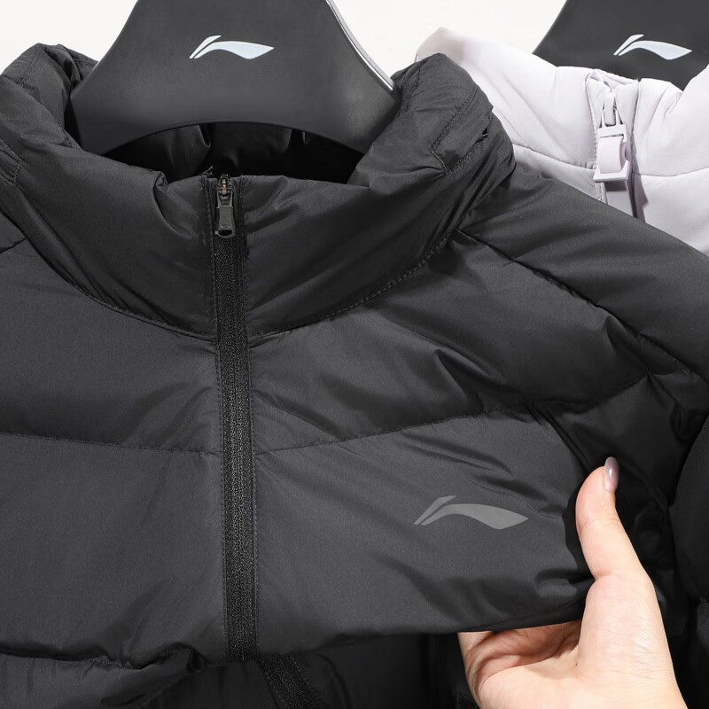 李宁运动90%鸭绒短羽绒服男款2025冬季新款修身休闲保暖防风夹克 黑色 轻薄款 充绒量 L码63克 XL码67克 L 175