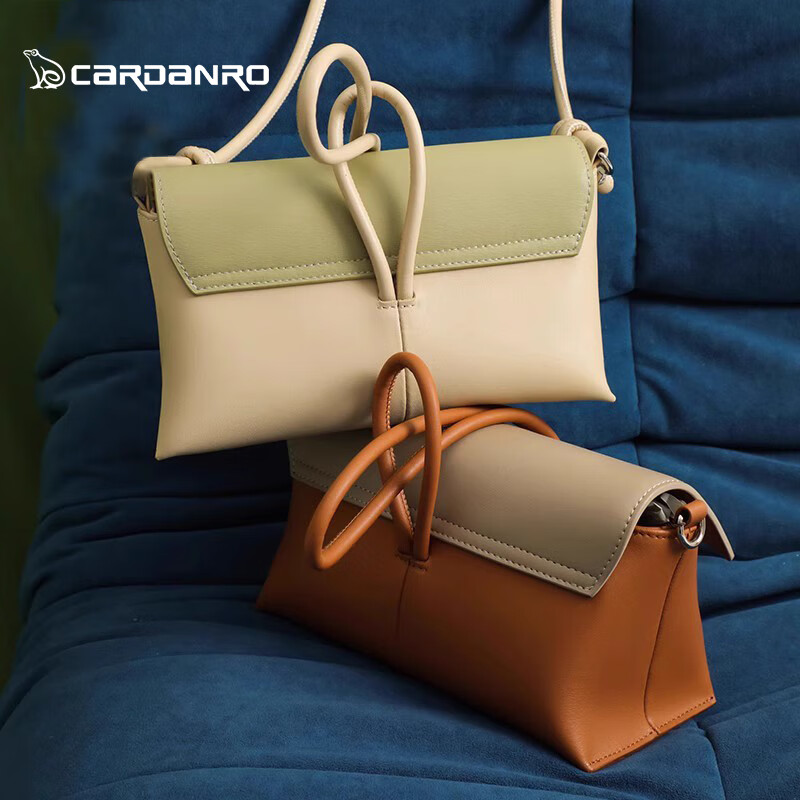 卡丹路真皮女包斜挎包2025新款牛皮包女时尚单肩包ins立体手拎包 棕色