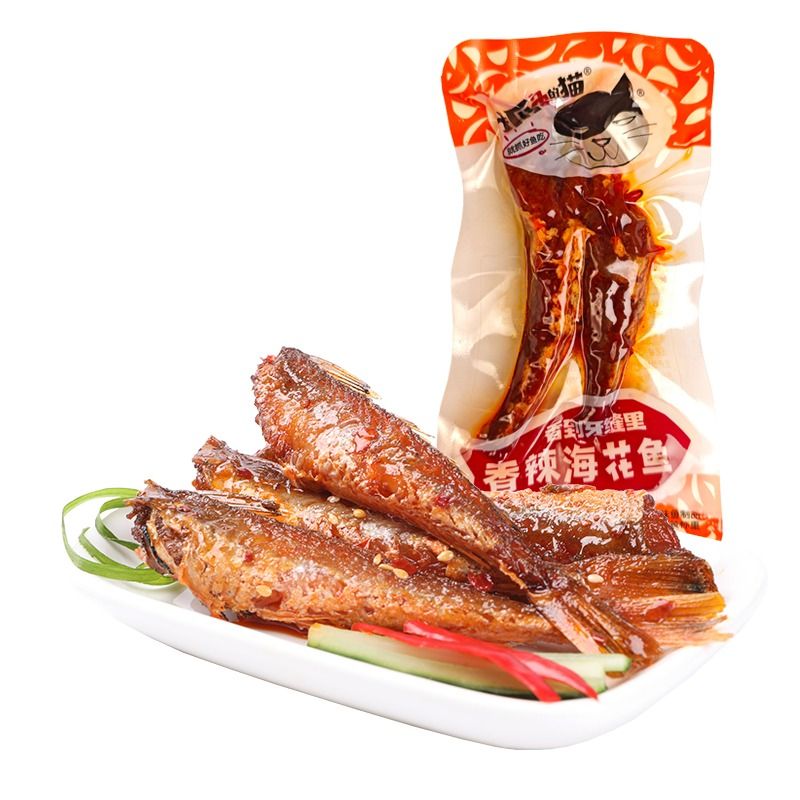 抓鱼的猫【】香辣糖醋海花鱼红娘鱼零食麻辣糖醋袋装休闲小吃下酒 香辣味