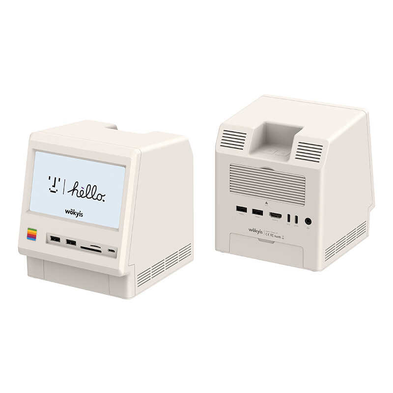 WOKYIS适用macmini m4专属复古拓展坞type-c雷电5硬盘盒高清小副屏macbook笔记本电脑usb十三接口扩展坞 复古米黄色 10Gbps【拓展坞+硬盘盒+小副屏】