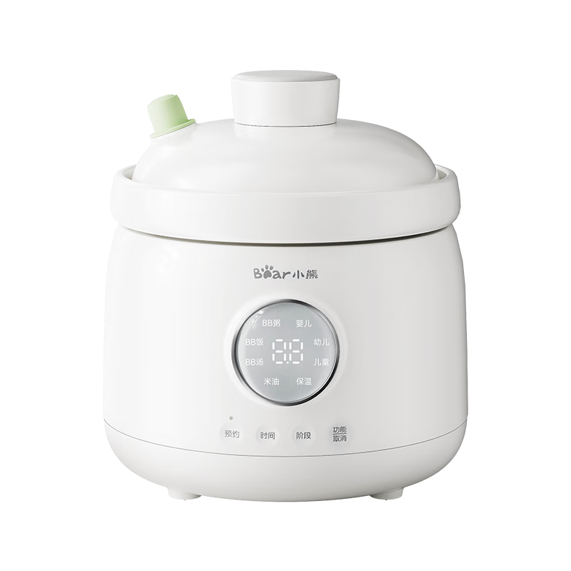 小熊（Bear）婴儿辅食锅 电炖锅陶瓷 炖煮米油分月龄直炖微压辅食料理机炖盅1L