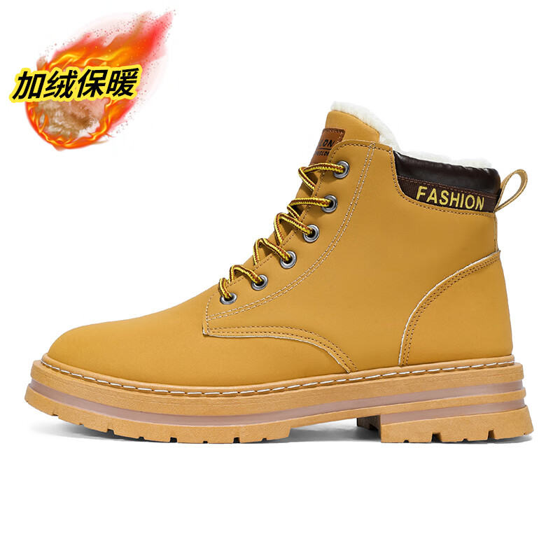 西域骆驼（VANCAMEL）特大码马丁靴男款冬季棉鞋加绒加厚防水防滑雪地靴46高帮47靴子48 【加绒网红款】绿色配色 48 【建议拍大一码】