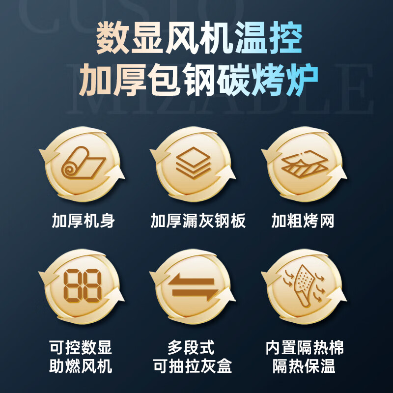 丹驰包钢烧烤炉加厚隔热商用烧烤架夜市户外摆摊木炭烤串炉带风机定制 【普通款丨包钢烧烤炉】115*20cm