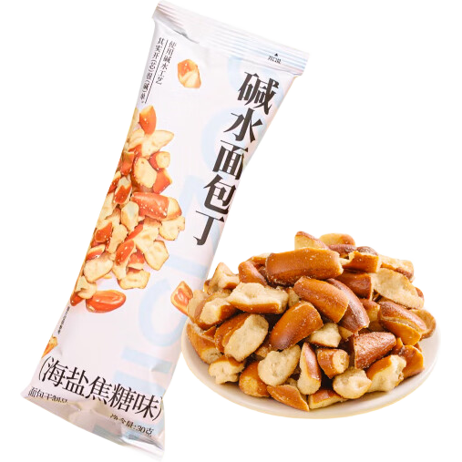 仟吉碱水面包丁海盐焦糖味酥脆饼干办公室零食休闲香脆干脆面咸香 【每袋仅3.15元】面包丁*6袋