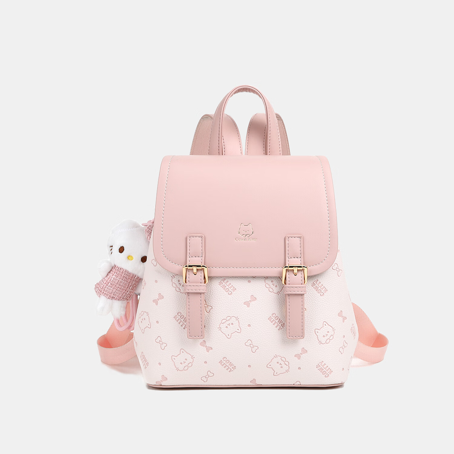 COW&KITTYTK包包2025新款可爱卡通印花双肩包女大学生上课通勤背包少女心系 樱花粉【赠礼盒+挂件】