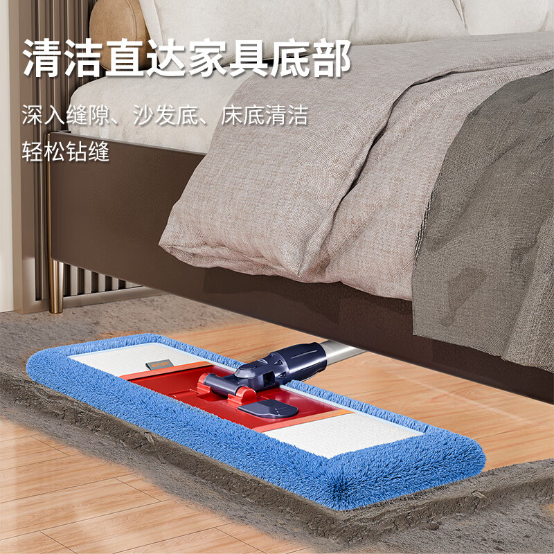 伊司达平板拖把家用尘推拖地轻便墩布拖布木地板瓷砖铝杆拖地地拖送配布 整把拖把+2个替换布