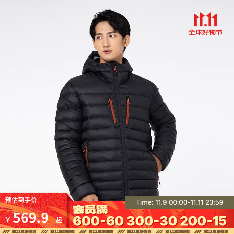 迪卡侬（DECATHLON）男女羽绒服内胆加厚连帽保暖常规款外套面包服轻薄羽绒服 男款-黑色 L