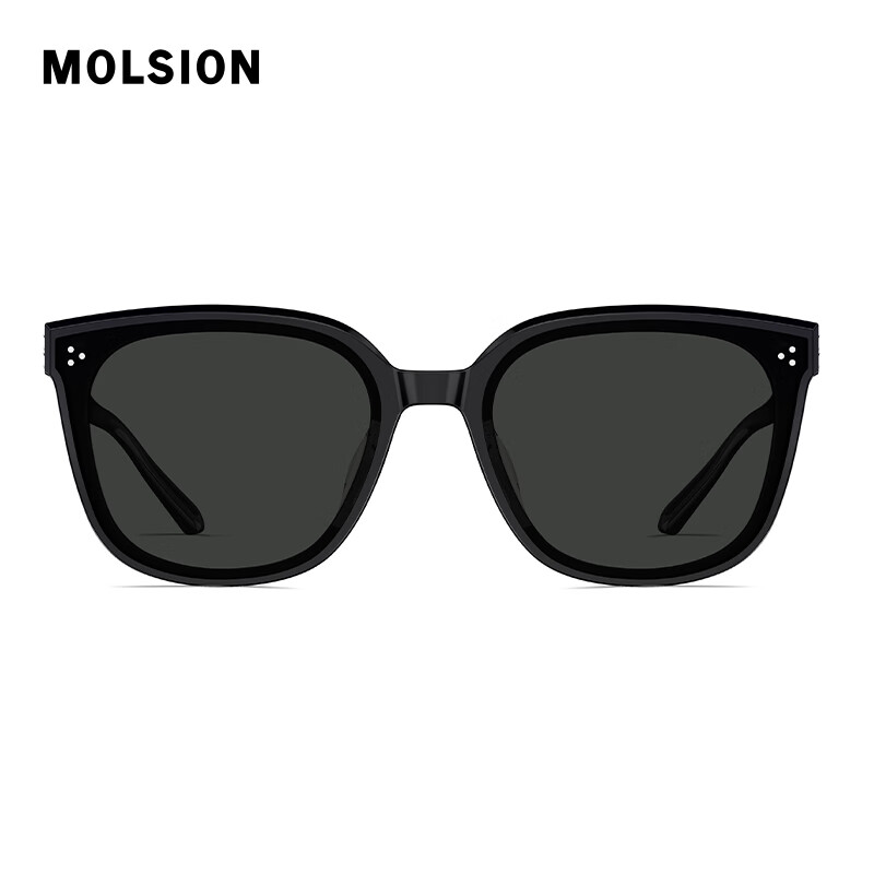 MOLSION陌森太阳镜【魔方镜】张凌赫同款2026新品D形大框墨镜潮流MS3131 C10 镜框:亮黑 镜片:灰色【偏光】