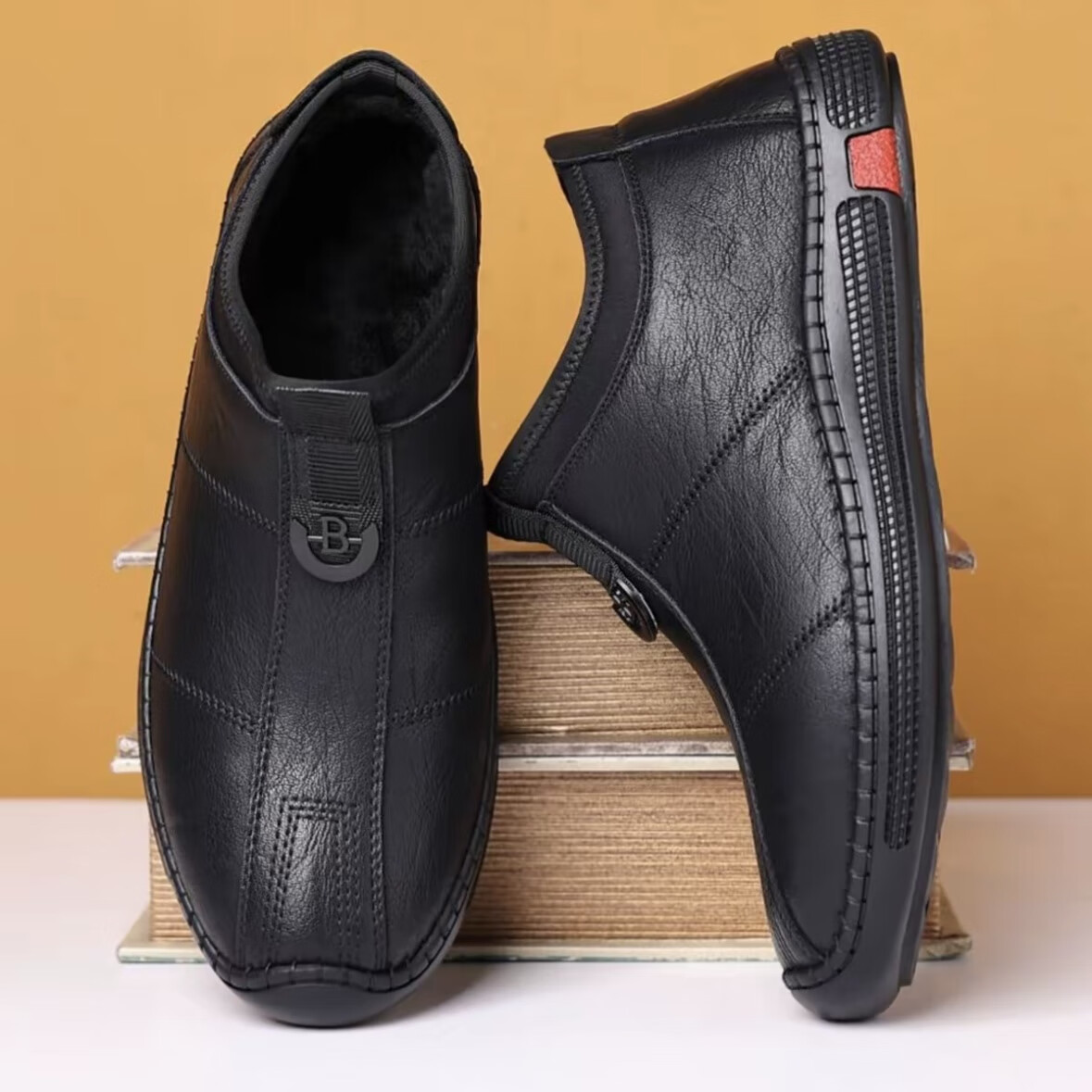 【冬季不冻脚】冬季男士休闲皮鞋加绒保暖防滑防水爸爸鞋男WY 【黑色】加绒加厚 42 码