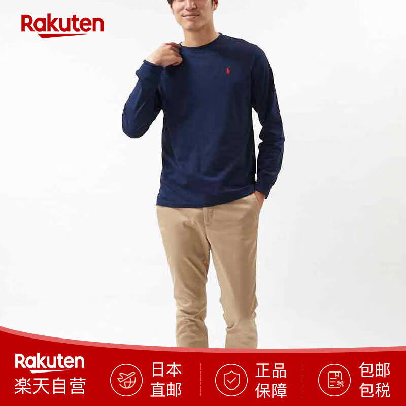 Polo Ralph Lauren长袖T恤男童宽松套头衫薄款圆领纯棉323843804 2024新款 日本直邮 海军蓝 XL （相当L）
