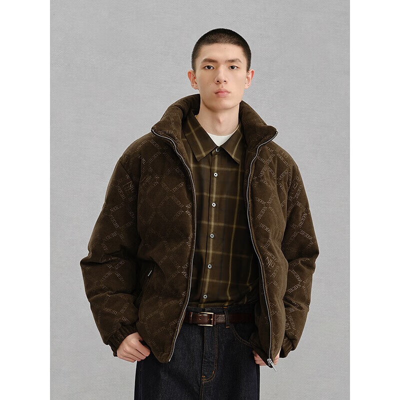 GXG男装多款低价羽绒服 G24XY24012咖色立领短款羽绒服 L