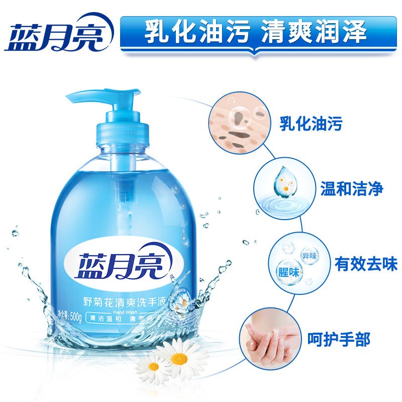 蓝月亮洗手液 家庭装瓶装 清爽去油去腥 保湿护手 清香型洗手液 500g*1瓶 +500g*1瓶补