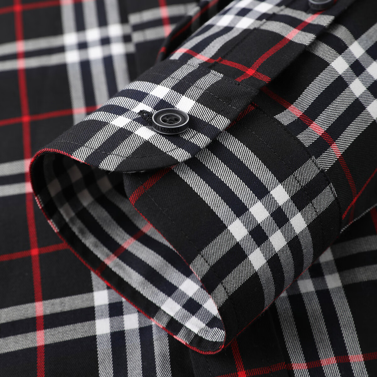 Navigare意大利小帆船时尚格纹衬衫男士2025春秋季新款丝光刺绣简约衬衣 黑/红 M