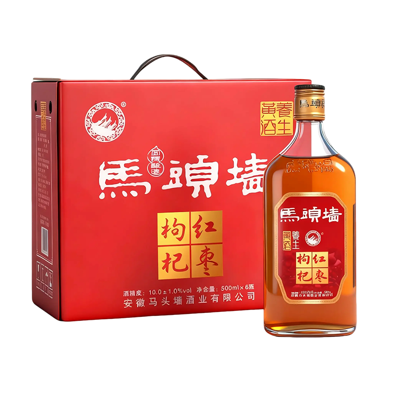 馬頭墻黃酒無(wú)焦糖色枸杞紅棗酒手工純糧花雕酒養生黃酒特型半干型整箱裝 500mL 6瓶 整箱裝 枸杞紅棗