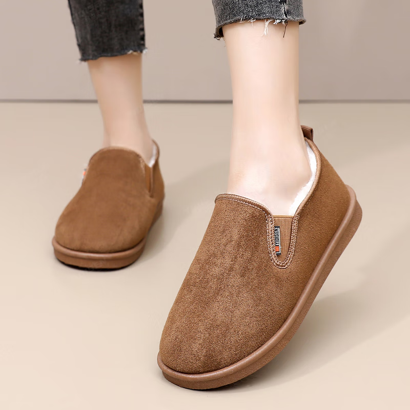 意迪森雪地靴冬季加绒保暖软底防滑时尚百搭妈妈鞋一脚蹬中老年穿脱方便 黑色 加绒 39 (245mm)