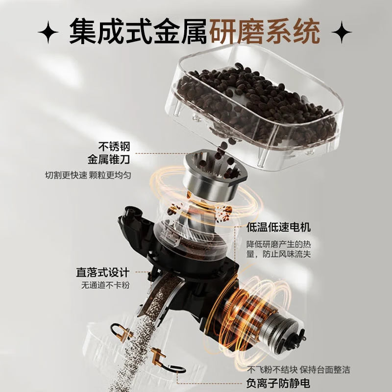 美的（Midea）意式半自动咖啡机冷热双萃研磨一体机全自动家用磨豆咖啡机可打奶泡MA-GE5110