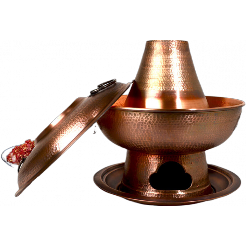 郭一元老式銅純銅火鍋爐加厚家用木炭火鍋爐老北京鴛鴦鍋銅鍋純銅錘點(diǎn)鍋 錘紋【單味款】木炭銅火鍋 32cm