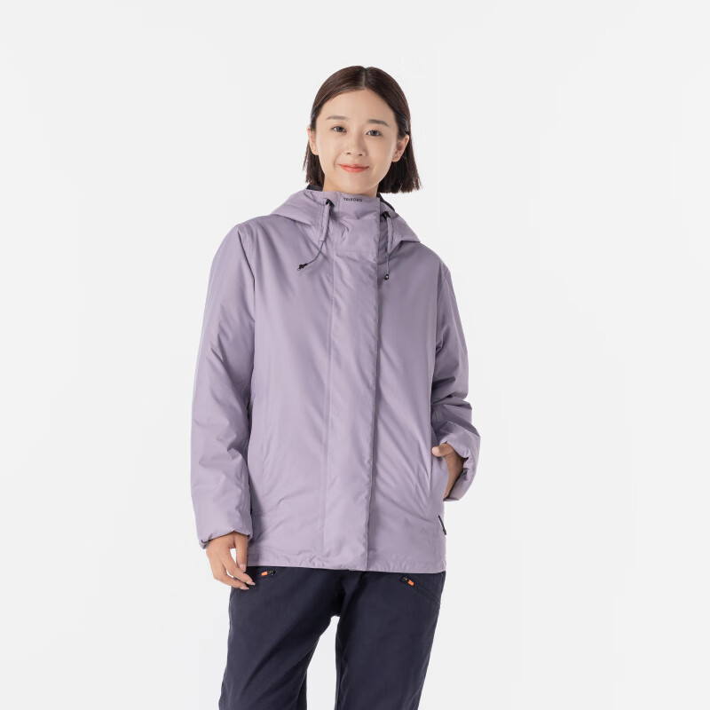 迪卡侬（DECATHLON）防风防水外套秋冬新款单层冲锋衣男女徒步登山保暖航海夹克男航海 女款-紫色 M
