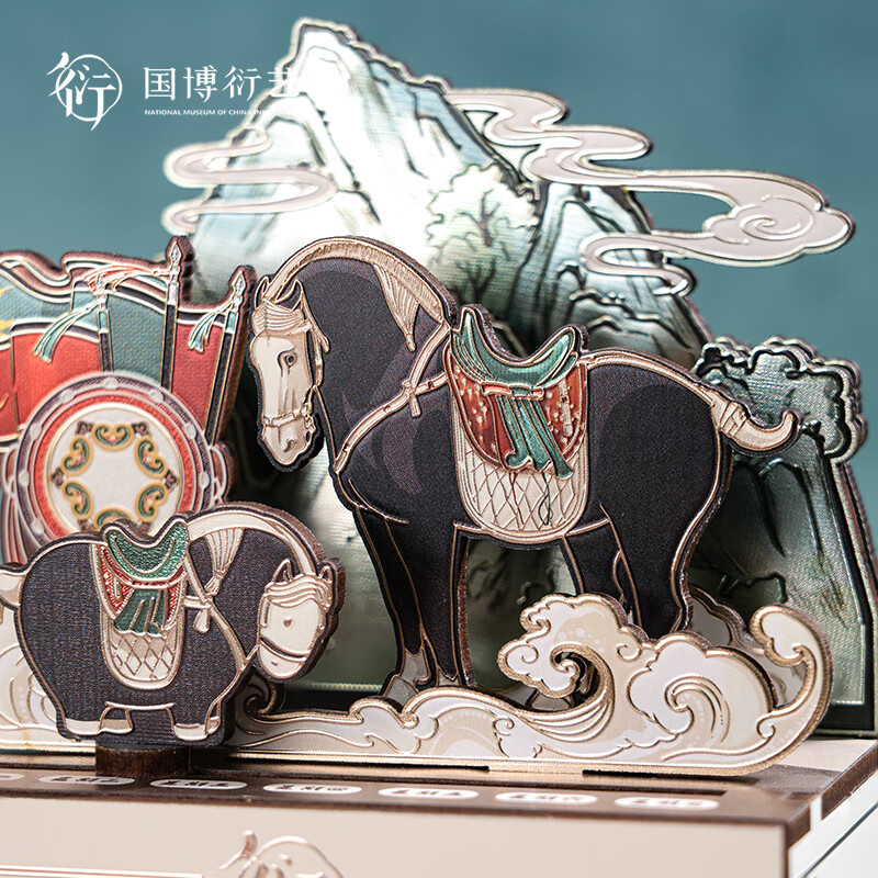 中国国家博物馆2026年限定日历文创摆件新年马年专属日历台历年历送朋友礼物 一匹黑马拼装翻页炫光万年历