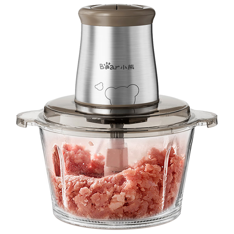 小熊（Bear）绞肉机家用 绞馅机 碎肉机 电动多功能料理搅拌打肉饺子肉馅蒜蓉机不锈钢 搅肉机QSJ-B03E1 约2L