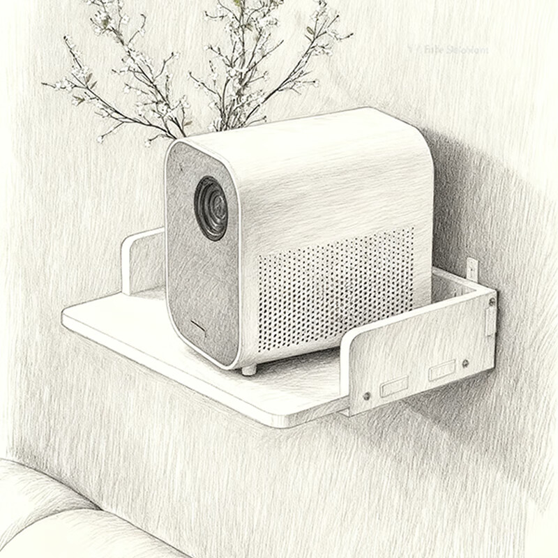 尔思家投影仪支架墙上置物架机顶盒免打孔放置架子床头小型挂墙壁挂托盘 坦克款