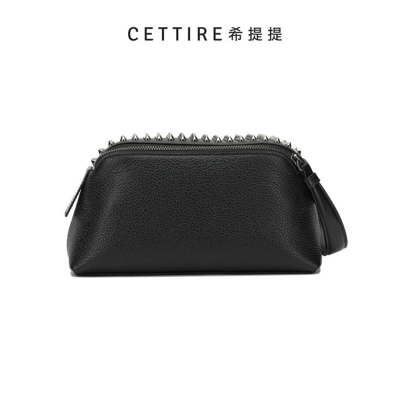 Christian Louboutin时髦铆钉细节手拿包 黑色 均码