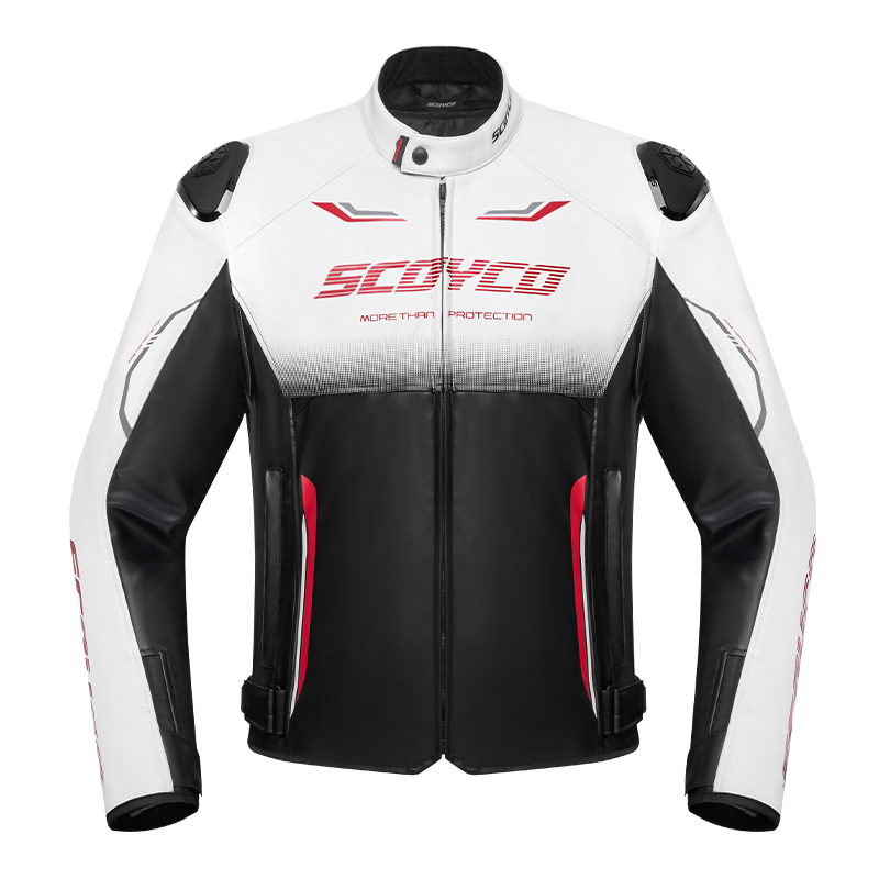 赛羽(SCOYCO)摩托车骑行服男四季皮夹克赛车服机车皮衣拉力防水防摔外套JK290 JK290皮衣(黑白)CE防护可拆卸恒温内胆秋冬加厚 2XL