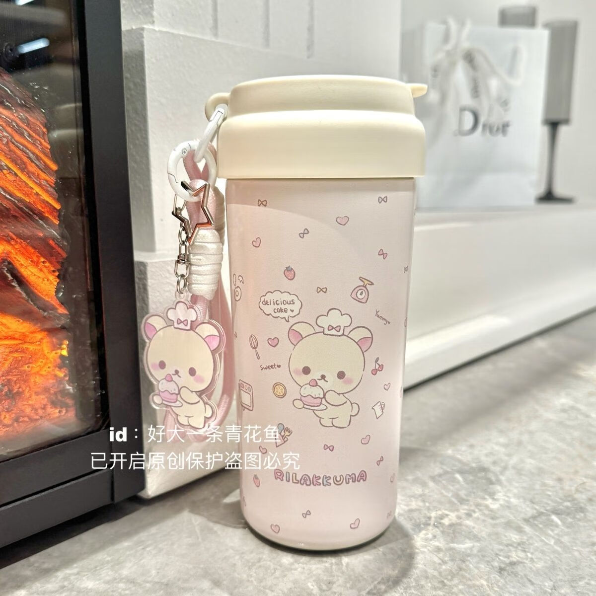 喜具杯【熊妹保温杯】陶瓷内胆可爱吸管杯子大容量高颜值便携女学生水杯 熊妹保温杯500ml带茶隔吸管【陶瓷内胆】 【主图款】杯子+两根粉色挂绳+卡通挂件+清洁套