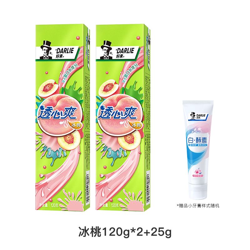 黑人牙膏水蜜桃柠檬清凉冰爽含氟清新口气去牙渍家庭装