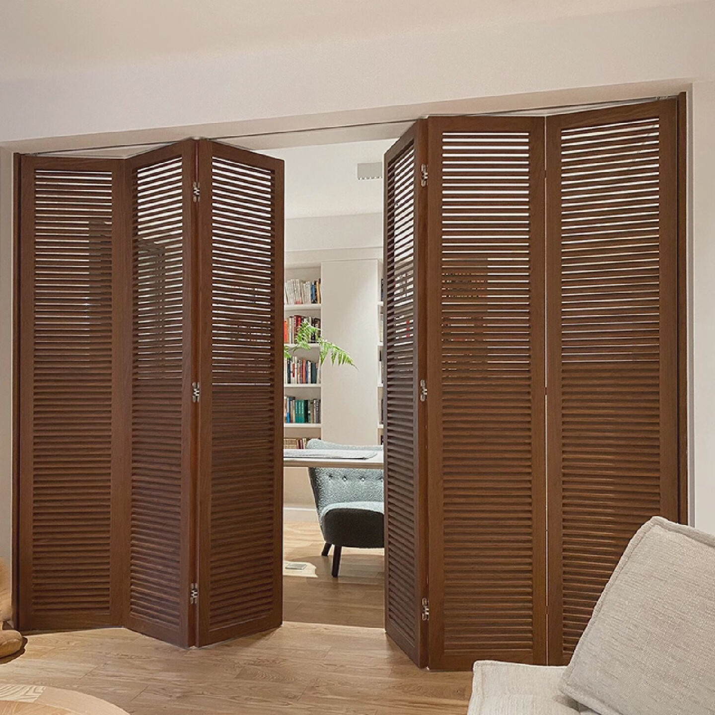 百叶门折叠门定制遮光透气隔断衣柜柜门储物门橱柜门卧 椴木白色/平方